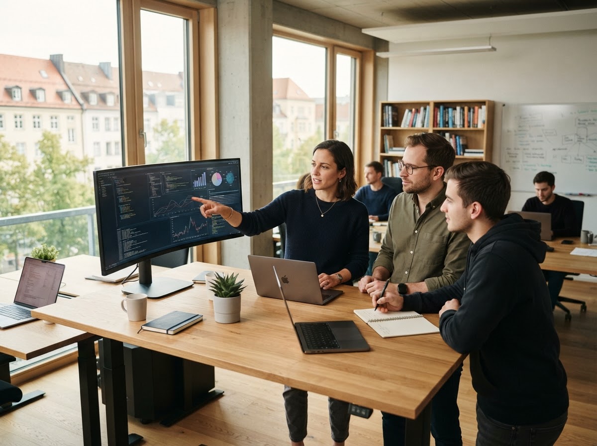 Zvaklurenatrx AI data analysts reviewing structured market analysis